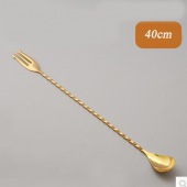 日式进口镀金细螺纹吧勺超长搅拌勺 调酒金色吧勺40cm